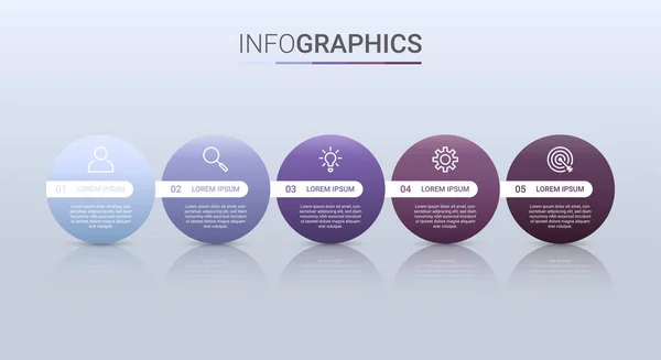 Visualização Dados Negócios Modelo Infográfico Com Passos Sobre Fundo Cinza —  Vetores de Stock