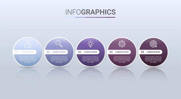 Visualização Dados Negócios Modelo Infográfico Com Passos Sobre Fundo Cinza —  Vetores de Stock