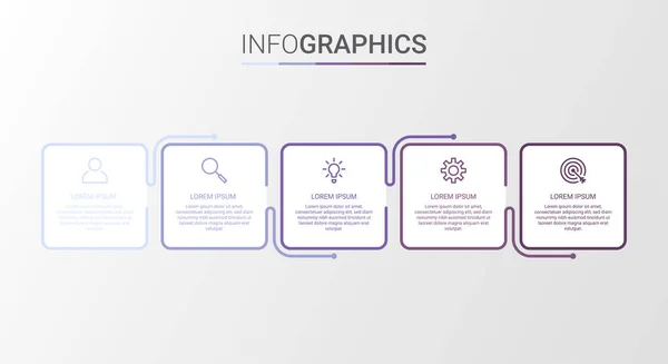 Απεικόνιση Επιχειρηματικών Δεδομένων Πρότυπο Infographic Βήματα Γκρι Φόντο Διανυσματική Απεικόνιση — Διανυσματικό Αρχείο
