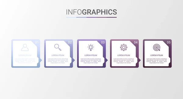 Affärsdata Visualisering Infographic Mall Med Steg Grå Bakgrund Vektor Illustration — Stock vektor