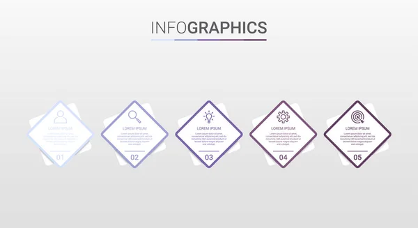 Visualização Dados Negócios Modelo Infográfico Com Passos Sobre Fundo Cinza —  Vetores de Stock