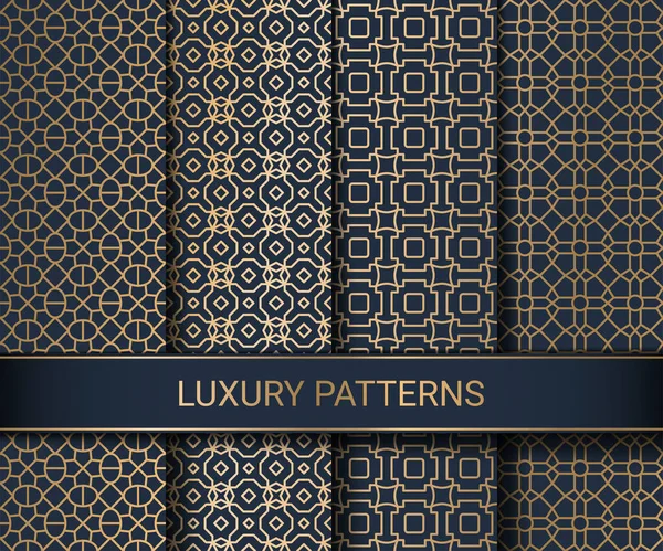 Set Luxury Seamless Patterns Artwork Vector Illustration — Stock Vector