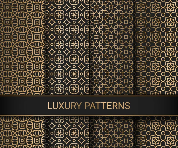 Set Luxury Seamless Patterns Artwork Vector Illustration — Stock Vector