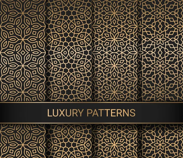 Set Luxury Seamless Patterns Artwork Vector Illustration — Stock Vector