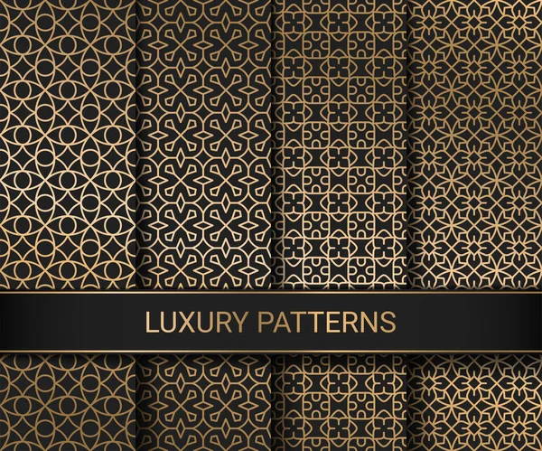 Set Luxury Seamless Patterns Artwork Vector Illustration — Stock Vector