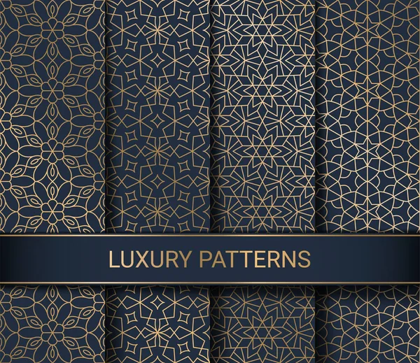 Set Luxury Seamless Patterns Artwork Vector Illustration — Stock Vector