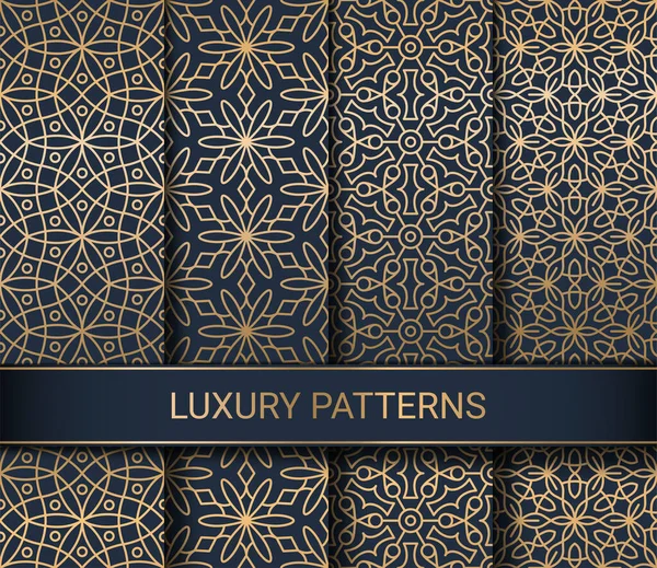 Set Luxury Seamless Patterns Artwork Vector Illustration — Stock Vector