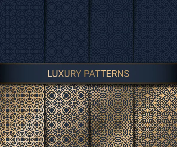 Set Luxury Seamless Patterns Artwork Vector Illustration — Stock Vector