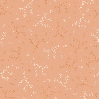 Elle çizilmiş çiçekli kusursuz desen, vektör illüstrasyonu