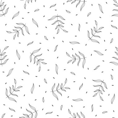 Elle çizilmiş çiçekli kusursuz desen, vektör illüstrasyonu