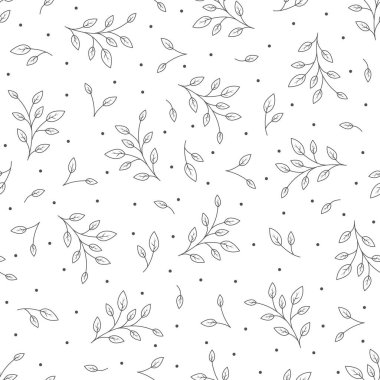 Elle çizilmiş çiçekli kusursuz desen, vektör illüstrasyonu