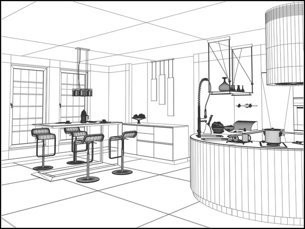 Vecteur de salle à manger moderne — Image vectorielle