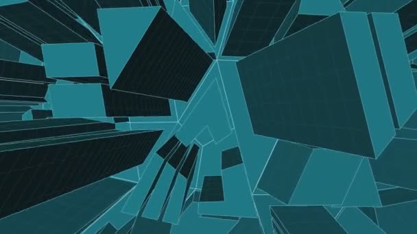 抽象城市城市的摩天大楼在旋转 — 图库视频影像