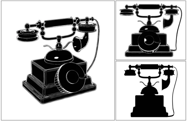 Retro telefoon geïsoleerd op witte Vector — Stockvector