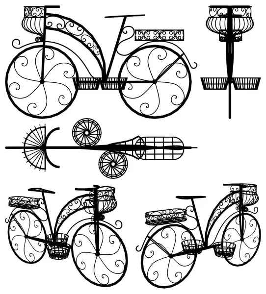 Vector decorativo de la bicicleta del estante del soporte de la flor — Archivo Imágenes Vectoriales