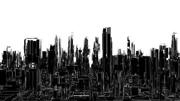 Futurista Megalópolis Ciudad Vector — Vector de stock