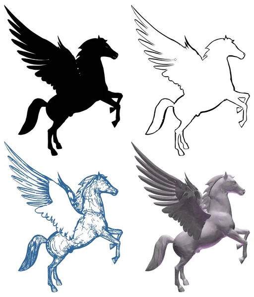 Cavalo Pegasus com asas Vector —  Vetores de Stock