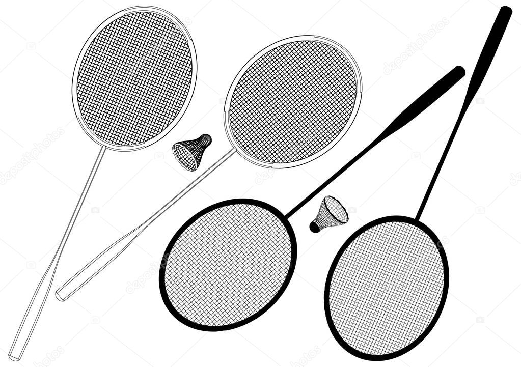 Badminton Racket And Shuttlecock Vector