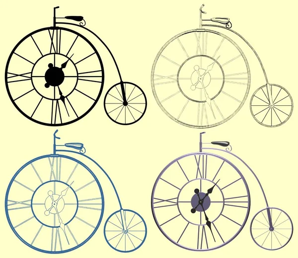 Decorativo Un orologio Penny-Farthing bicicletta illustrazione vettoriale — Vettoriale Stock