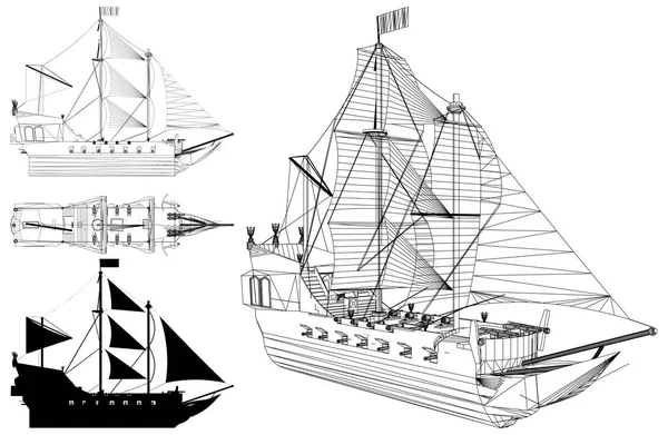 Het oude slagschip Vector — Stockvector