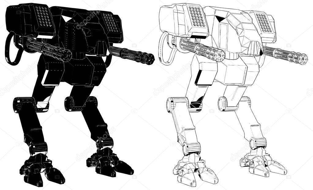 Battle Combat Robot Vector 