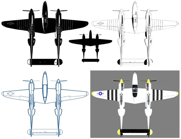 Військові Пропелер Літаки Вектор — стоковий вектор