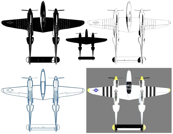 Hélice Militar Aviões Vector — Vetor de Stock