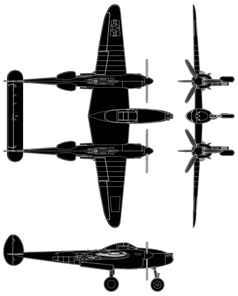 Hélice Militar Aviões Vector — Vetor de Stock