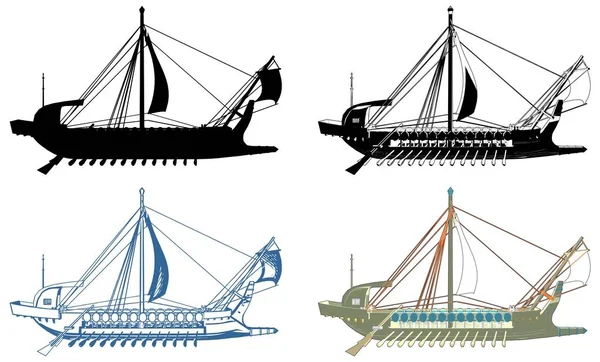 Antigo Vetor Navios Grego — Vetor de Stock