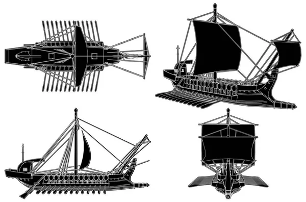 Antigo Vetor Navios Grego — Vetor de Stock