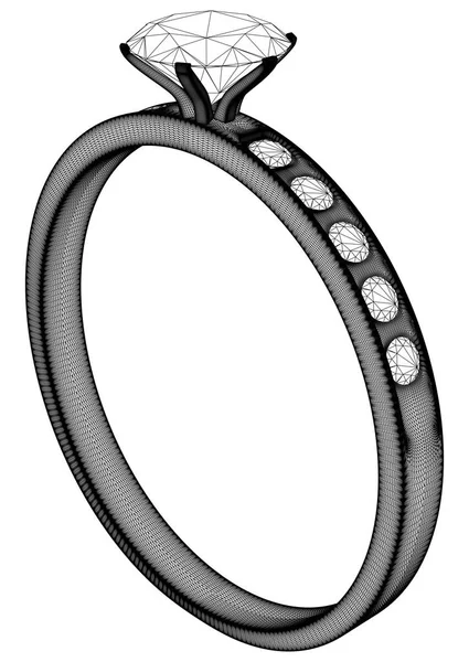 Ring Met Diamant Vector — Stockvector