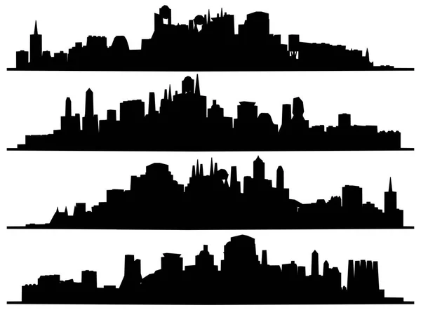 Σύγχρονη Αστική Πόλη Της Ουρανοξύστες Διάνυσμα Οριζόντια Προβολή — Διανυσματικό Αρχείο