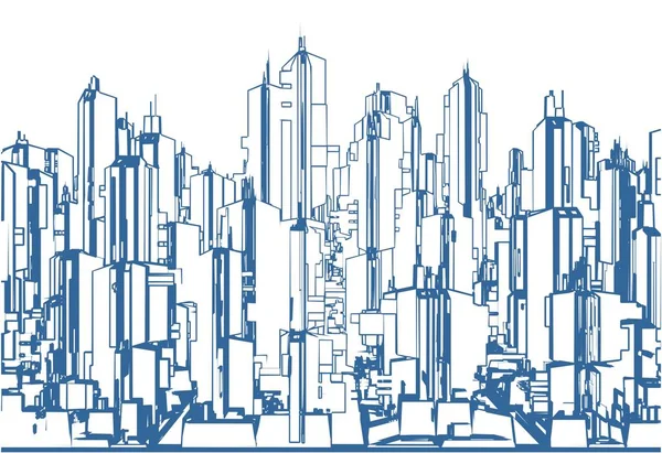 Futuriste Megalopolis Ville Des Gratte Ciel Vecteur Paysage Vue — Image vectorielle