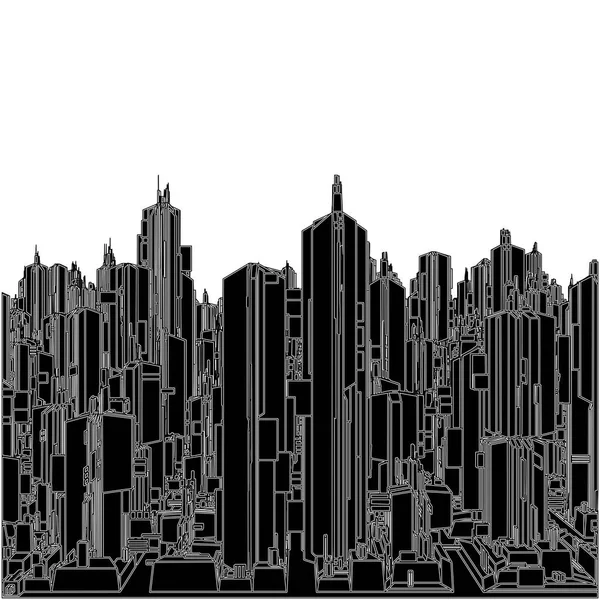 Futurista Megalópolis Ciudad Rascacielos Vector Paisaje Vista — Archivo Imágenes Vectoriales