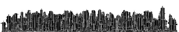 未来の巨大都市高層ビルの都市ベクトル風景を見る — ストックベクタ