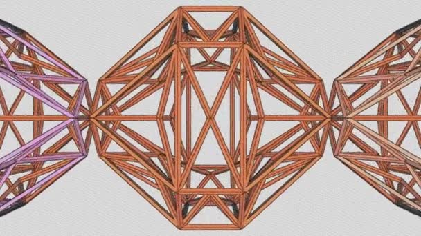 Octaëder Structuur Loop Evolueert Kleurrijke Pastel Animatie Geïsoleerd Witte Achtergrond — Stockvideo