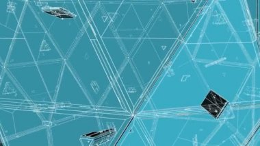 Fütüristik şehir döngü gelişen gökdelenler büyüyen