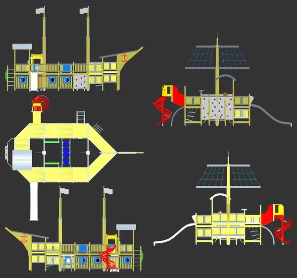 Parco Giochi Bambini Forma Nave Vettore — Vettoriale Stock