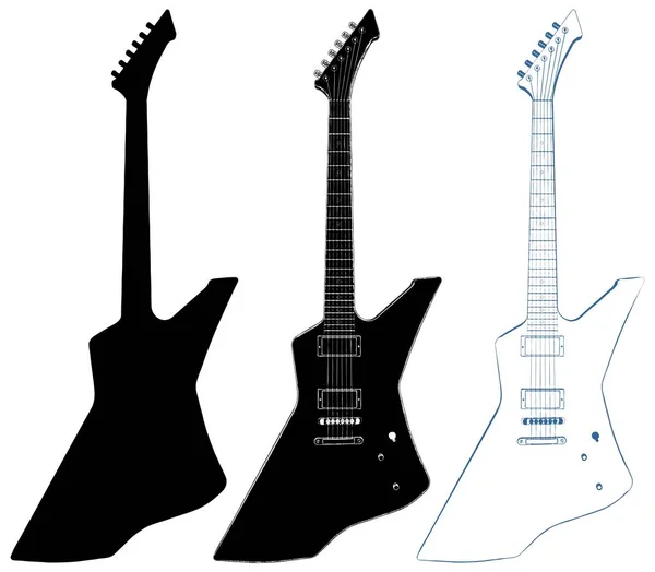 Vetor Guitarra Elétrica Isolado Ilustração Branca —  Vetores de Stock