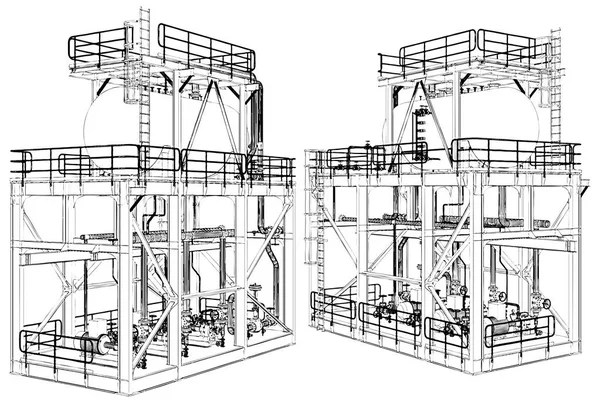 Tecnologia Del Compressore Aria Vettore Costruzione — Vettoriale Stock