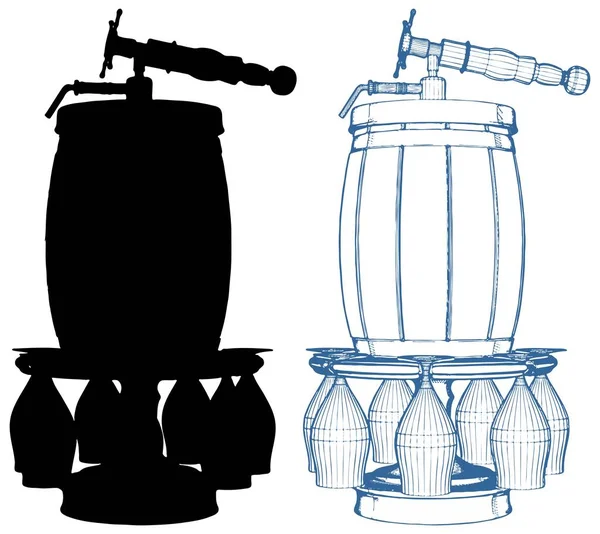 Vector Barril Madera Cerveza Con Gafas — Archivo Imágenes Vectoriales