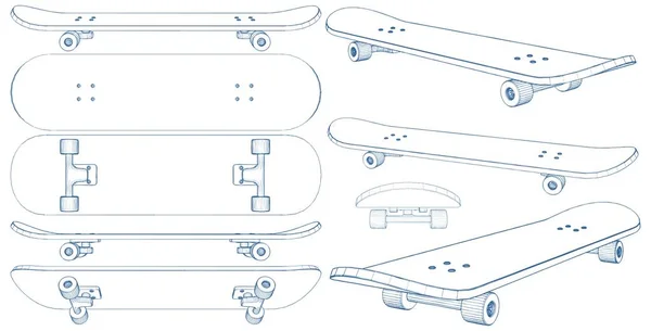 Skateboard Illustrazione Isolato Vettore Bianco — Vettoriale Stock