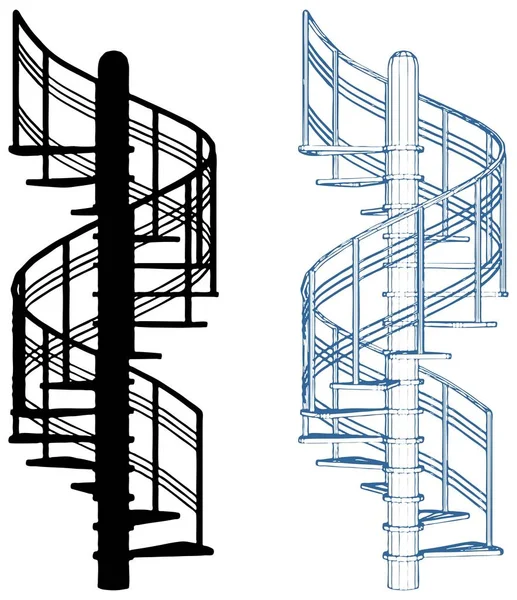 Spiral Staircase Vector Isolated White — Stock Vector