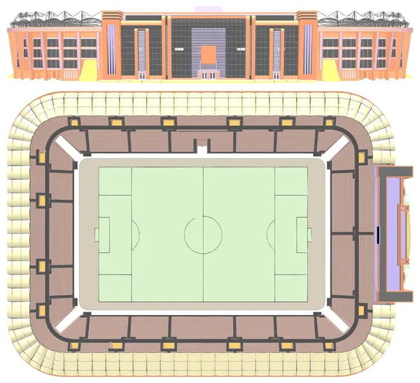 Fotboll Soccer Stadium Vektor Isolerad Vit Bakgrund — Stock vektor