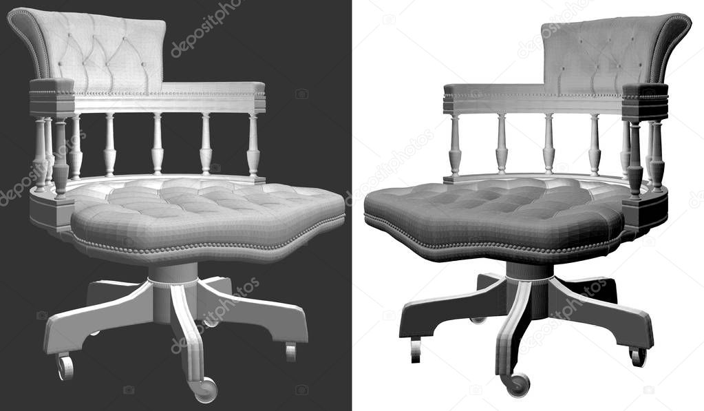 Armchair Vector. Isolated on the white and black background.