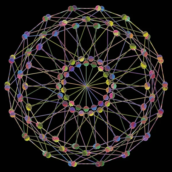 Δομή Δικτύου Fractal Μόριο Dna Πολύχρωμο Dna Συμβολοσειρά Σύνδεσης Έννοια — Φωτογραφία Αρχείου