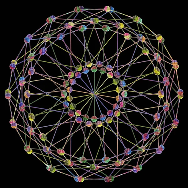 Struttura Della Rete Frattale Molecolare Del Dna Colorato Concetto Connessione — Foto Stock