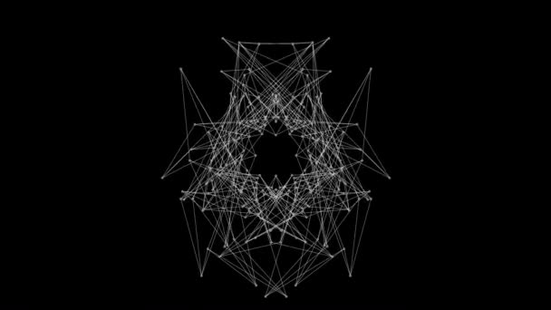 Структура Фрактальної Мережі Молекул Днк Абстрактне Мережеве Єднання Ізольоване Чорному — стокове відео