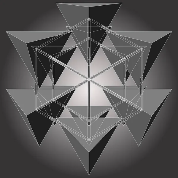 Six Tétraèdre Font Hexagone Vecteur Géométrique — Image vectorielle
