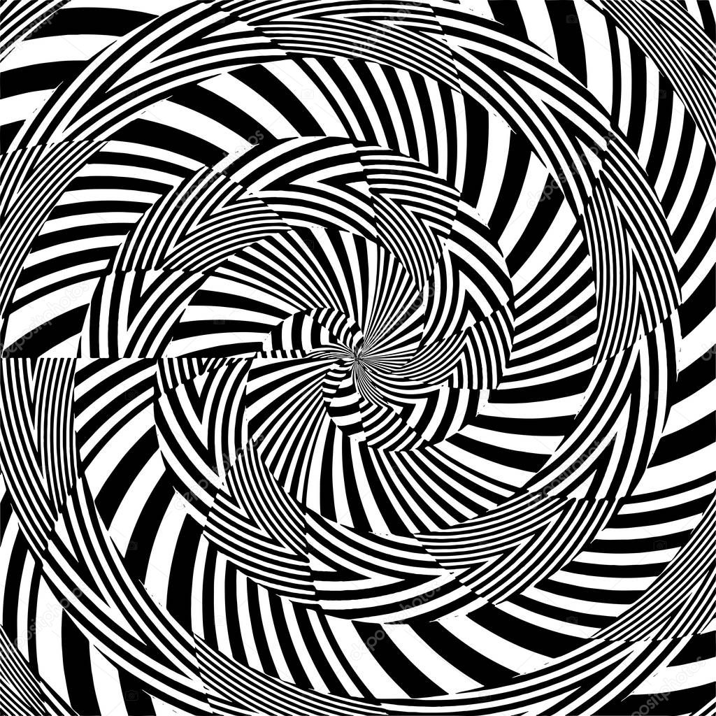 Hypnotic Black And White Stripe Shapes Vector 